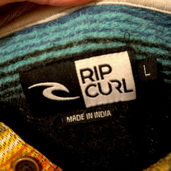 Boys Rip Curl Surf Skate Baja Style Striped Soft Hoodie, Vintage Size L - Picture 3 of 5